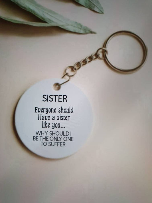 Funny Brother or Sister Keyring - Novel Birthday Gift Idea Silly Sibling Keychain - Quirky Christmas Stocking Stuffer