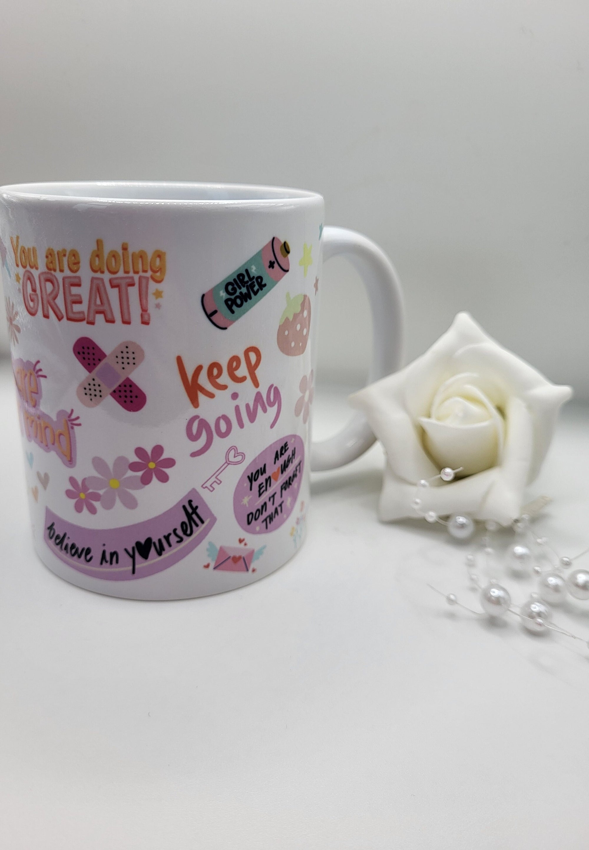 Inspirational Mug with Positive Affirmations: "You are doing GREAT!" gift for women.