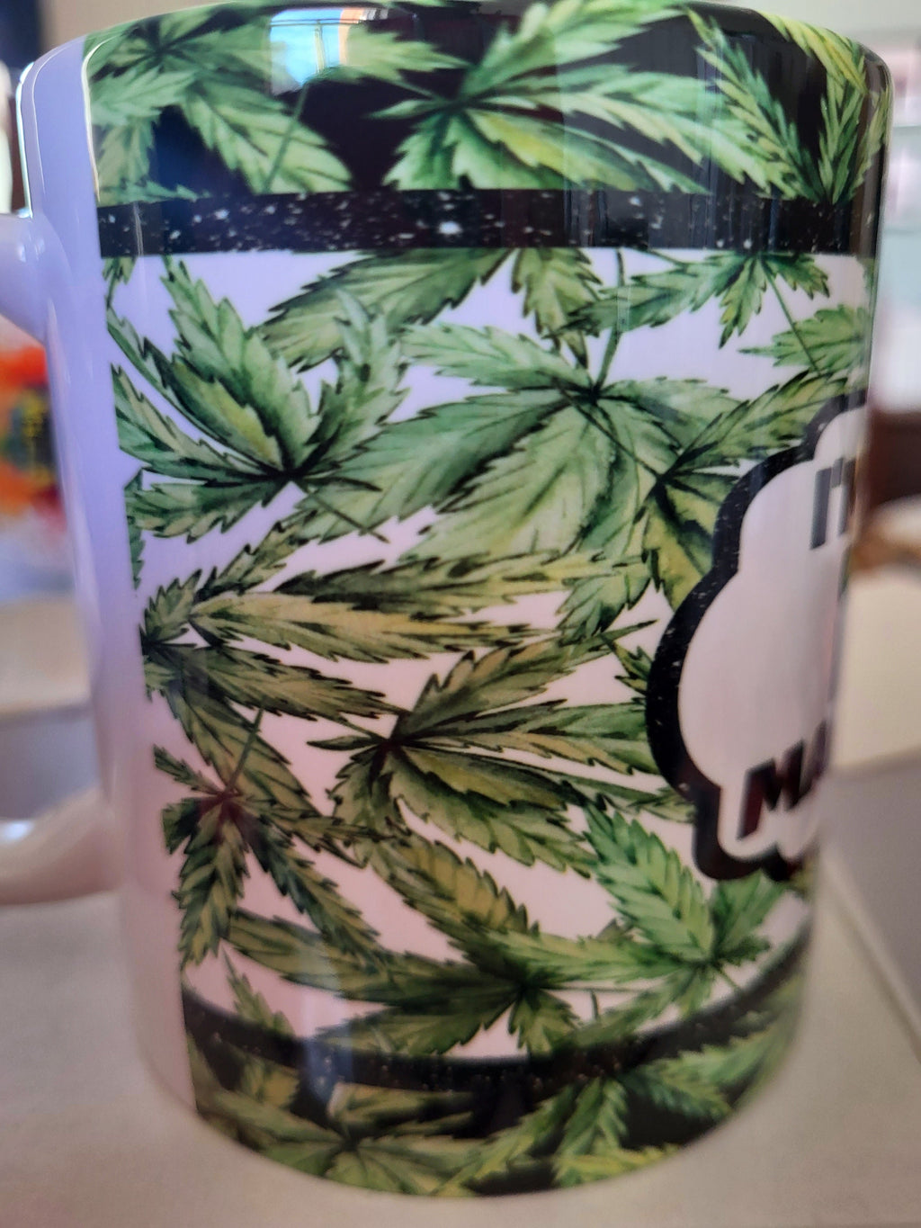 Cannabis Leaf Mug: Marijuana Design Coffee/Tea Cup. Weed Lover Gift. Modern Pot Leaf Mug