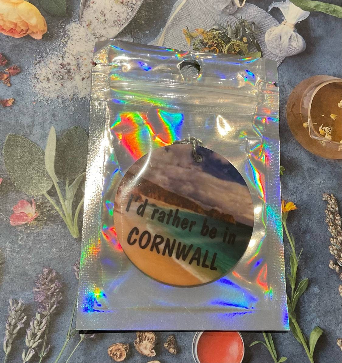 Cornwall Keychain: "I'd rather be in Cornwall" Beach Souvenir. Travel Gift Idea.
