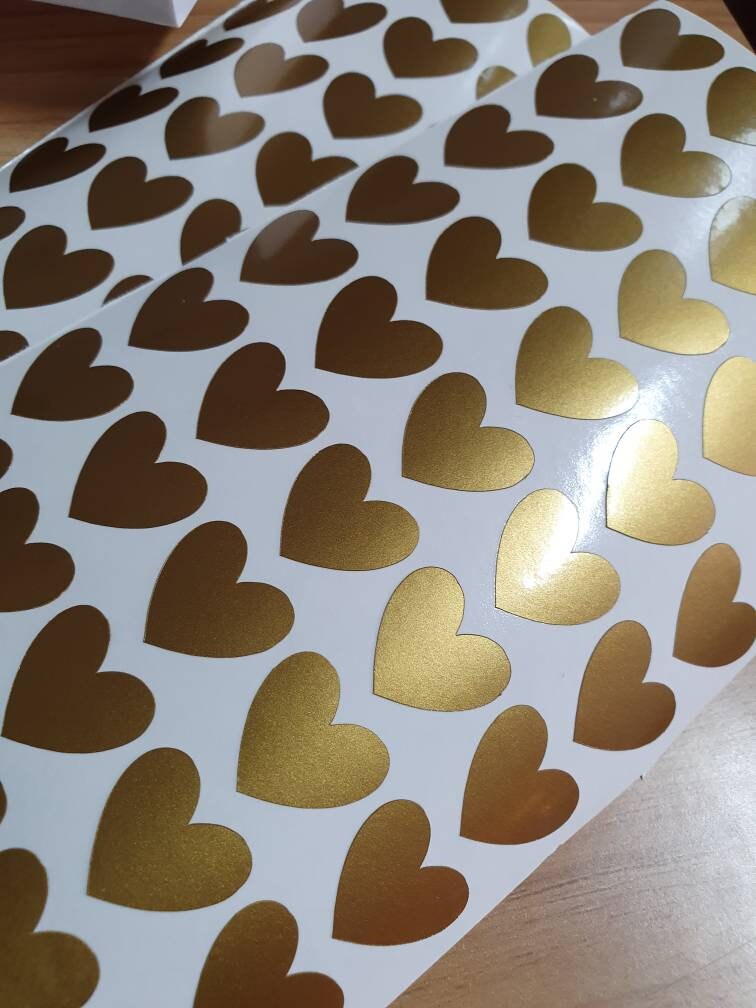 Gold Heart Stickers: Decorative Crafts, Wedding Favors, Scrapbooking Embellishments