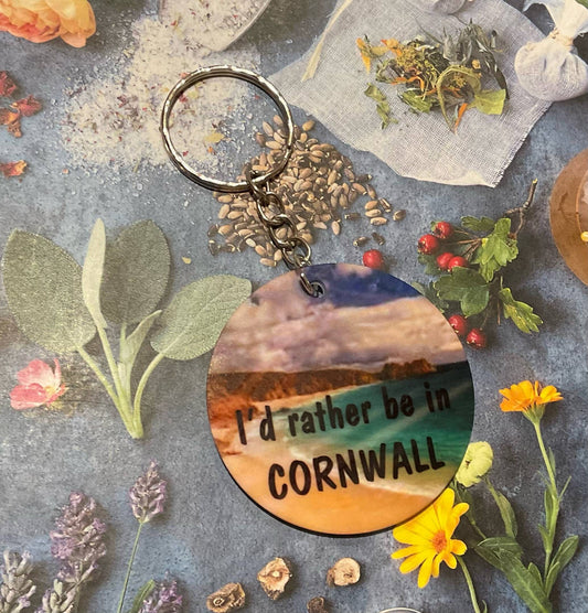 I'd rather be in Cornwall keyring small gift , Cornish Gift , Made in Cornwall , Keyring , Keychain , any occasion gift