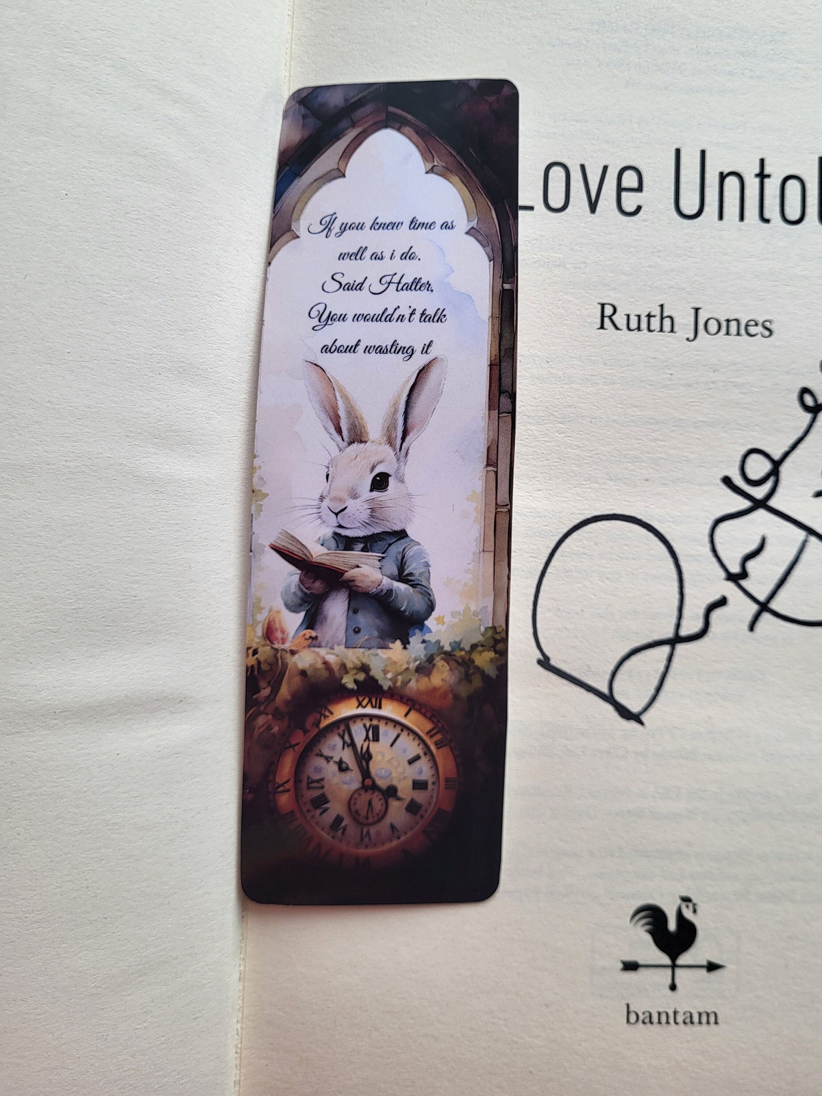 Alice in Wonderland Bookmark: Mad Hatter Quote with Rabbit & Clock