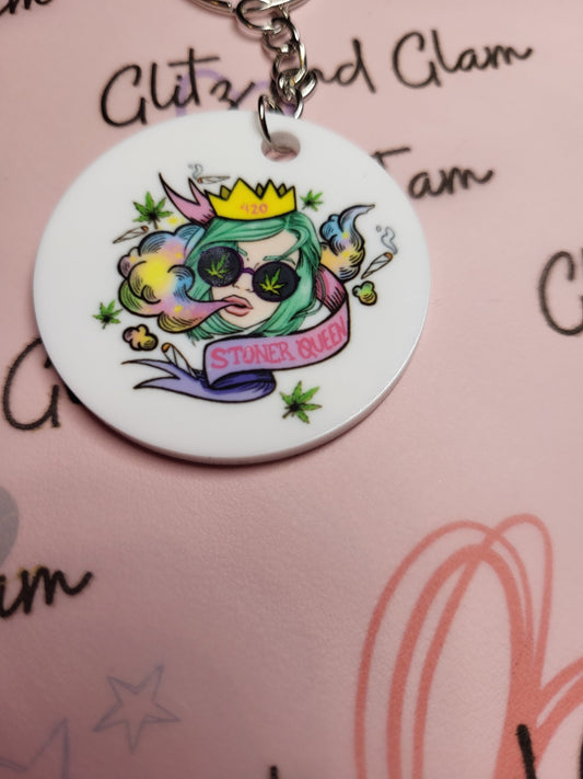 Stoner Queen  , toker gift , smoker gift , weed smoker gift , birthday gift small gift , keyring , keychain