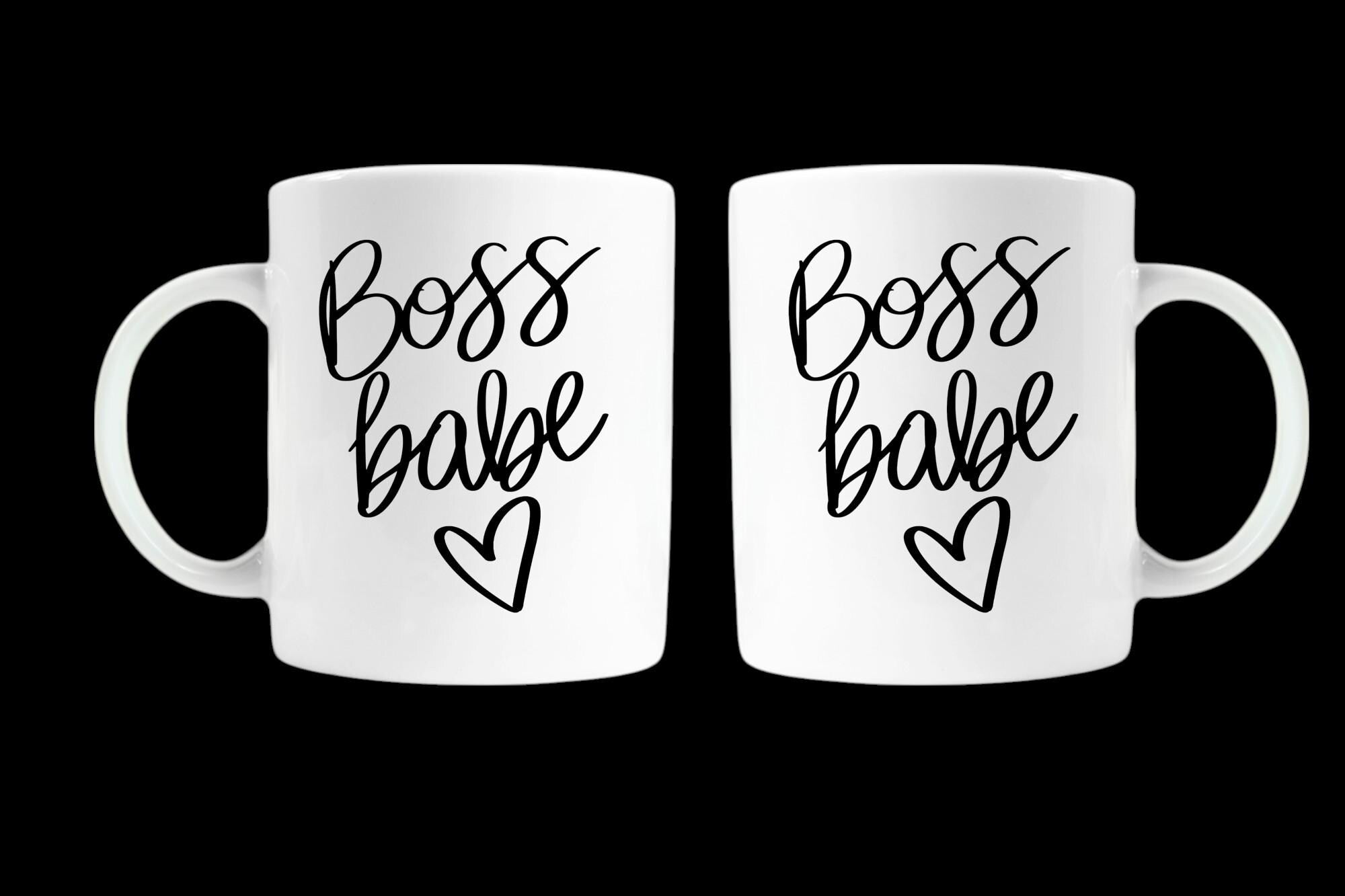 Boss Babe Mug Set: Empowering Gift for Her - Coffee or Tea Cup with Heart Graphic
