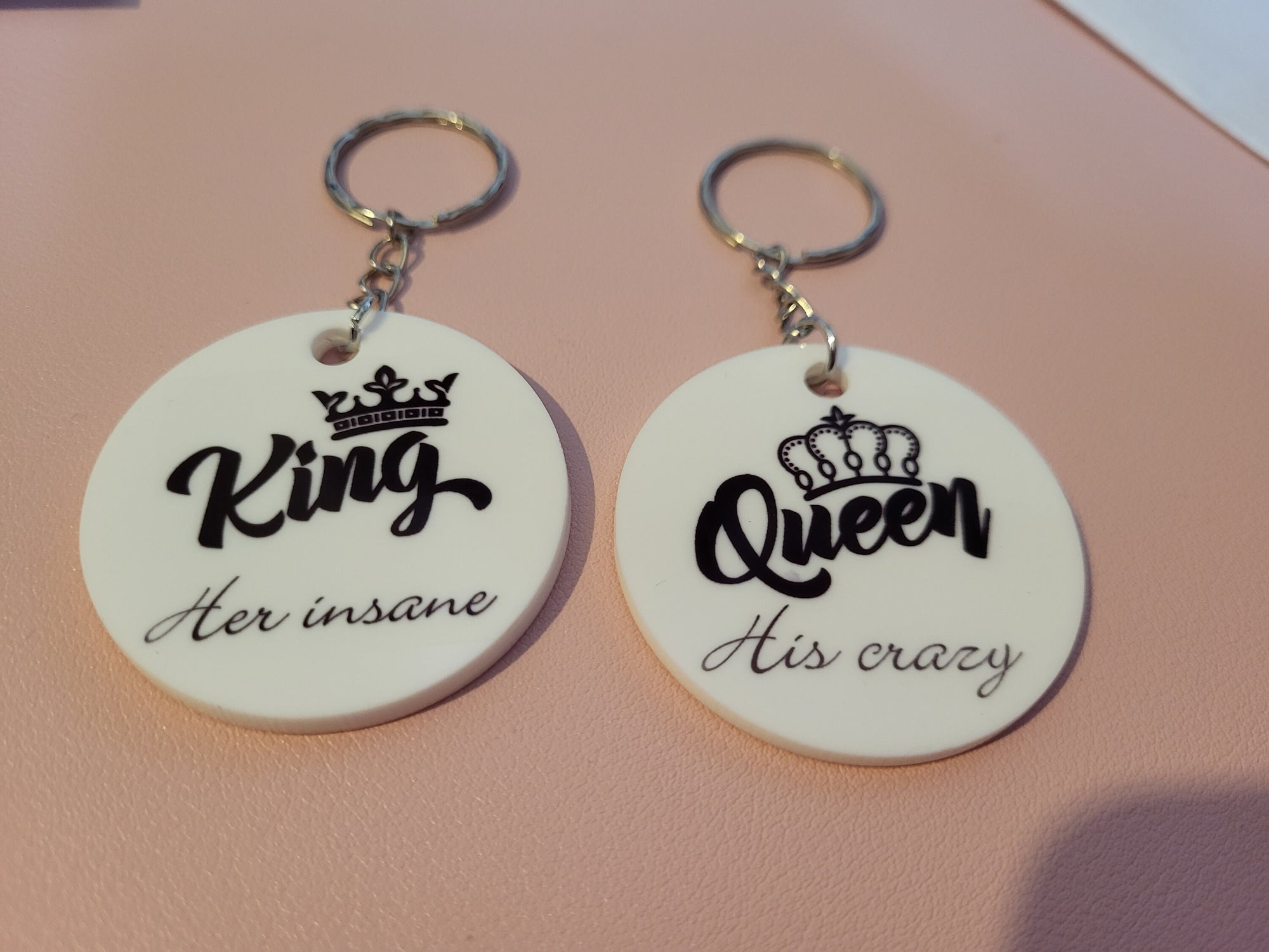 Matching King & Queen Keychains - "Her Insane" & "His Crazy" - Couple's Gift Idea