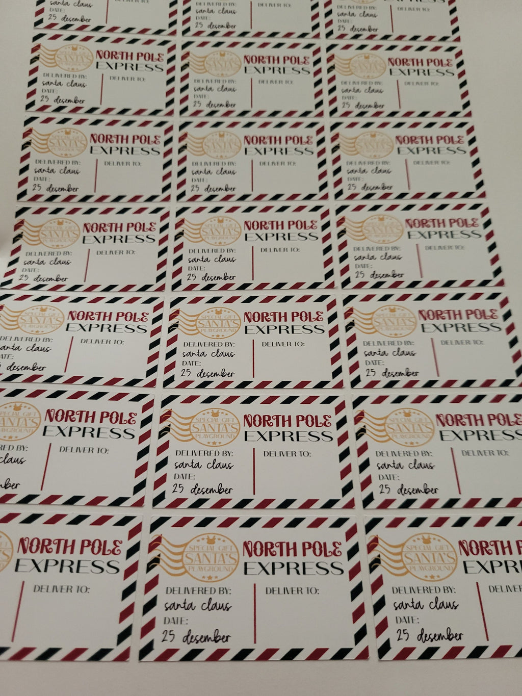 North Pole Express Christmas Delivery Labels. Santa Claus Approved! Personalized Labels Available.