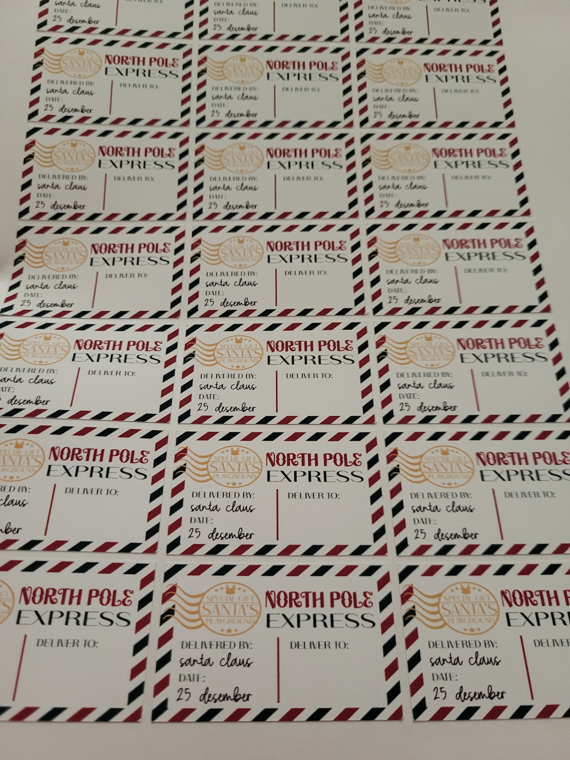 North Pole Express Christmas Delivery Labels. Santa Claus Approved! Personalized Labels Available.
