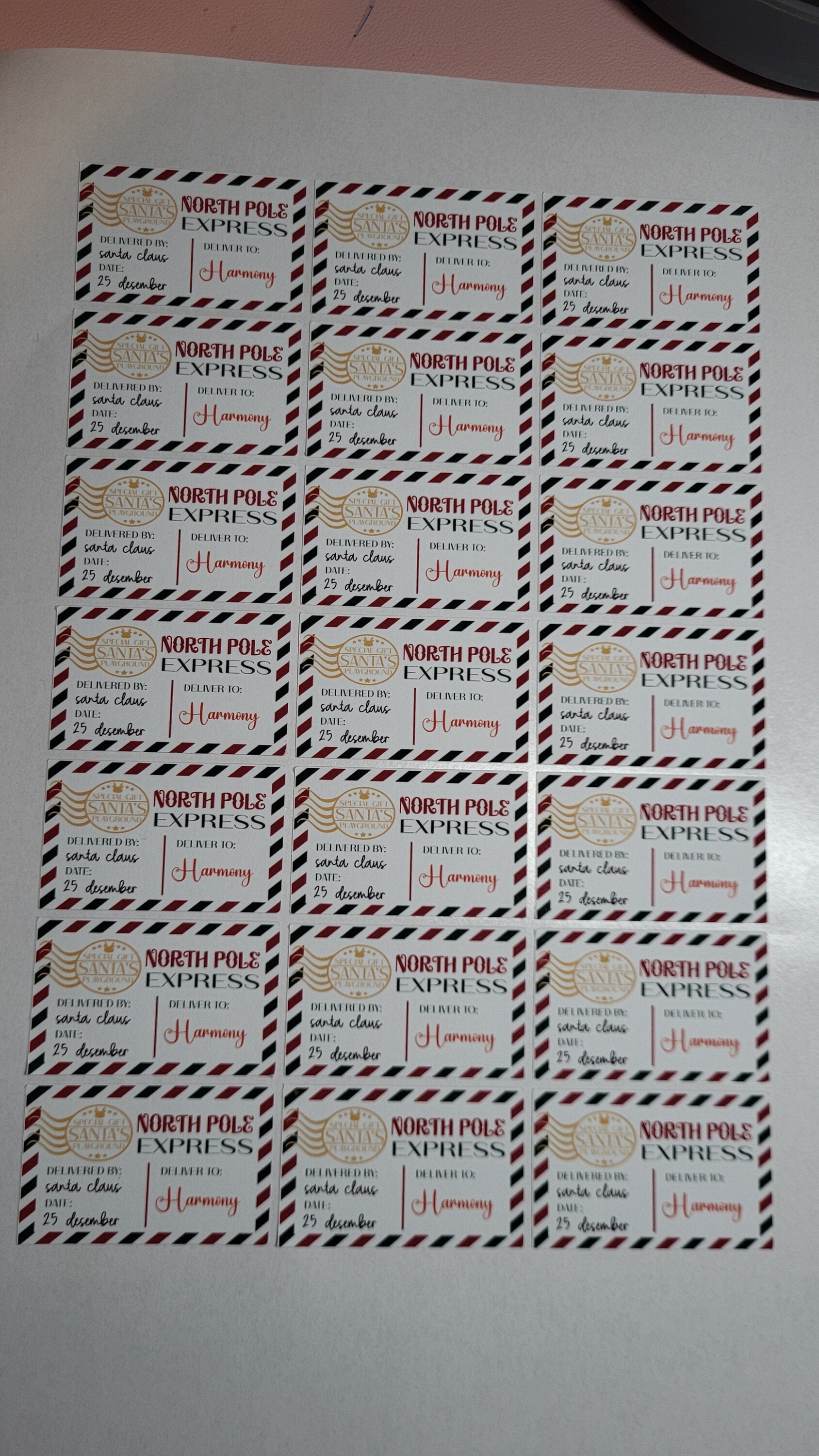 North Pole Express Christmas Gift Labels: Santa's Special Delivery for Harmony - Personalized Stickers