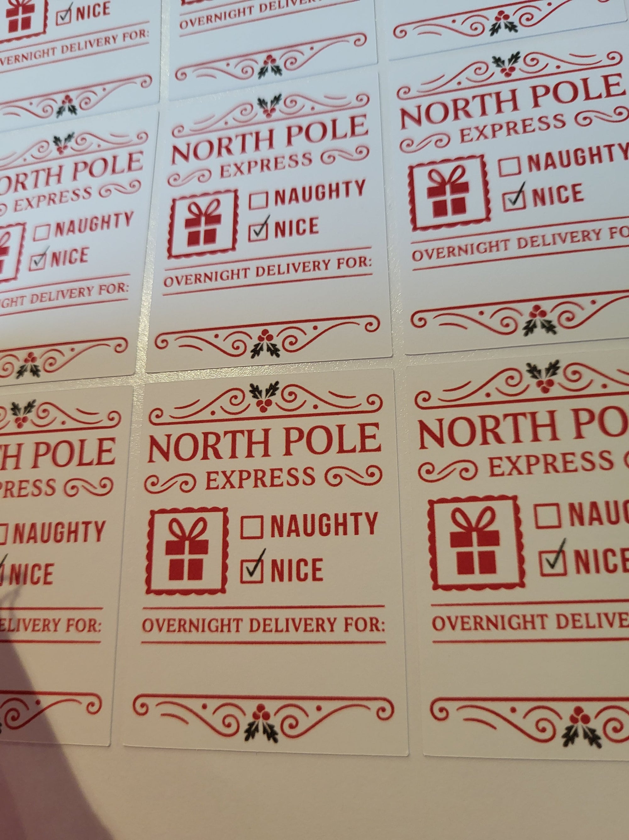 North Pole Express Christmas Gift Labels: Naughty or Nice List, Personalized Stickers for Presents