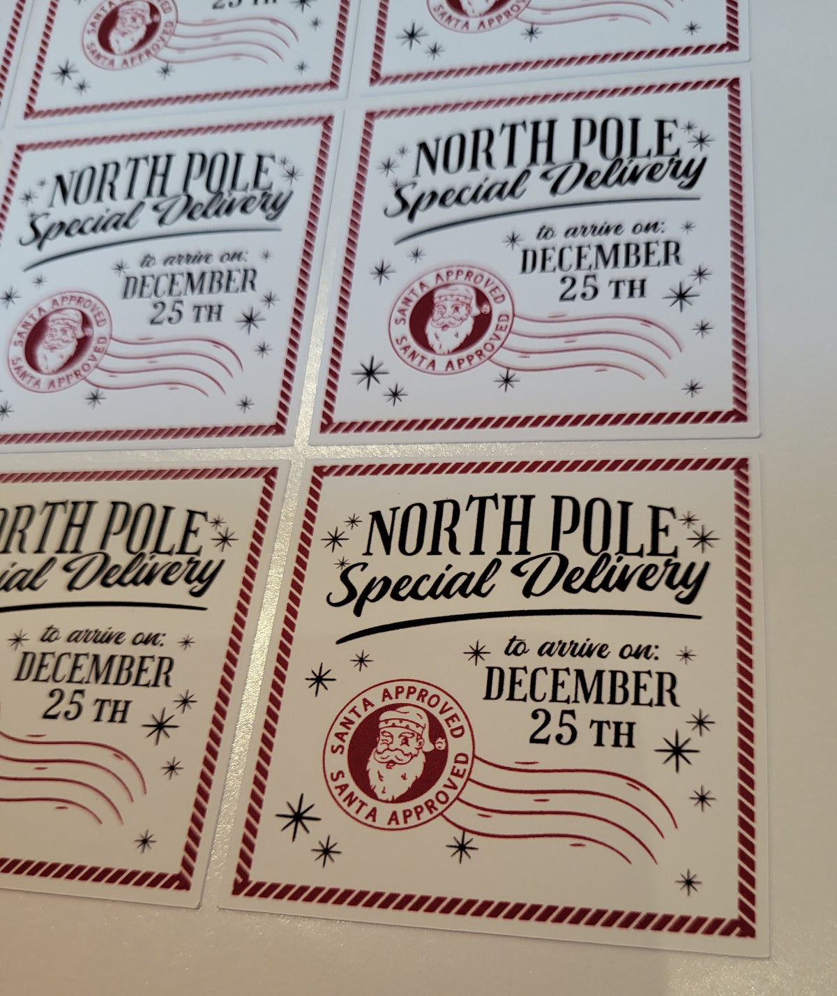 North Pole Delivery Labels, Santa Approved Christmas Gift Tags, Printable Xmas Stickers