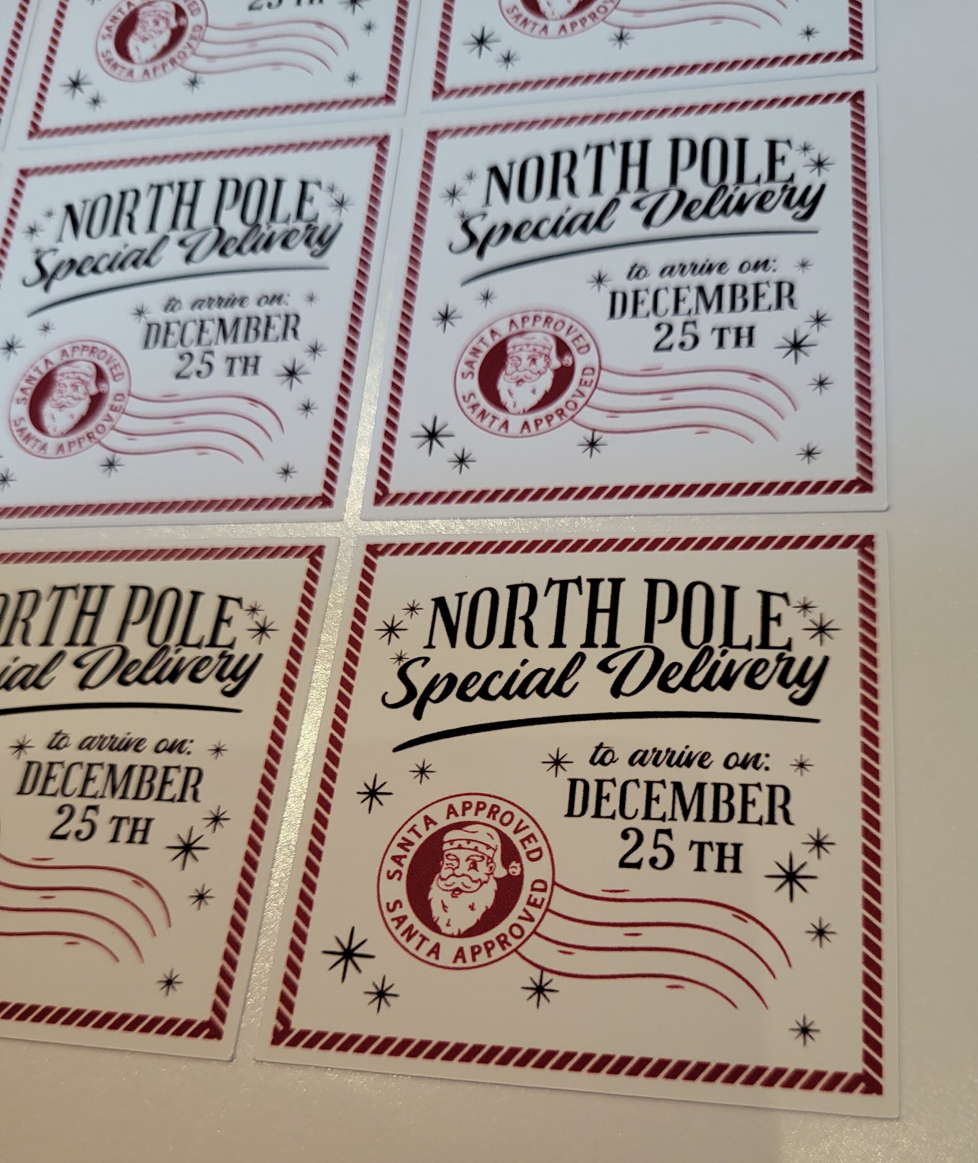 North Pole Delivery Labels, Santa Approved Christmas Gift Tags, Printable Xmas Stickers