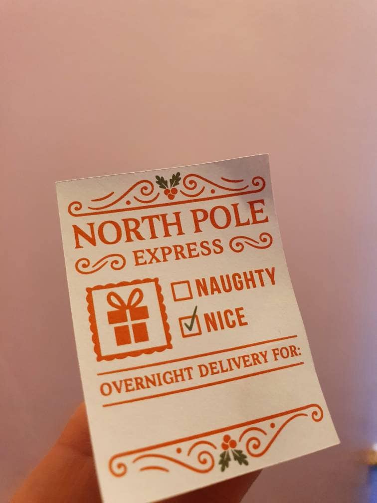 North Pole Express Christmas Delivery Label - Nice List Checked