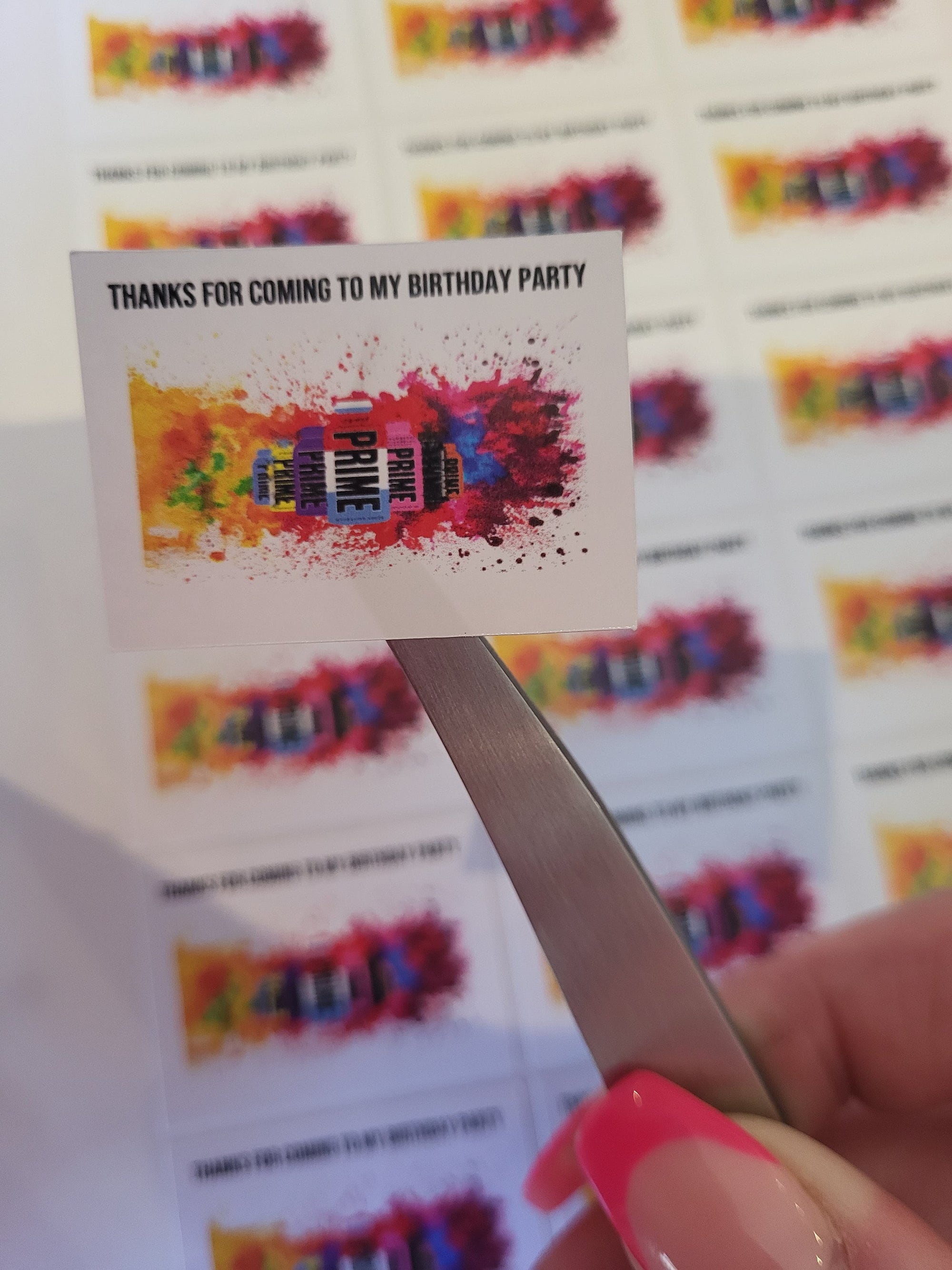 Birthday Party Favor Stickers - Thanks for Coming - PRIME Drink Design