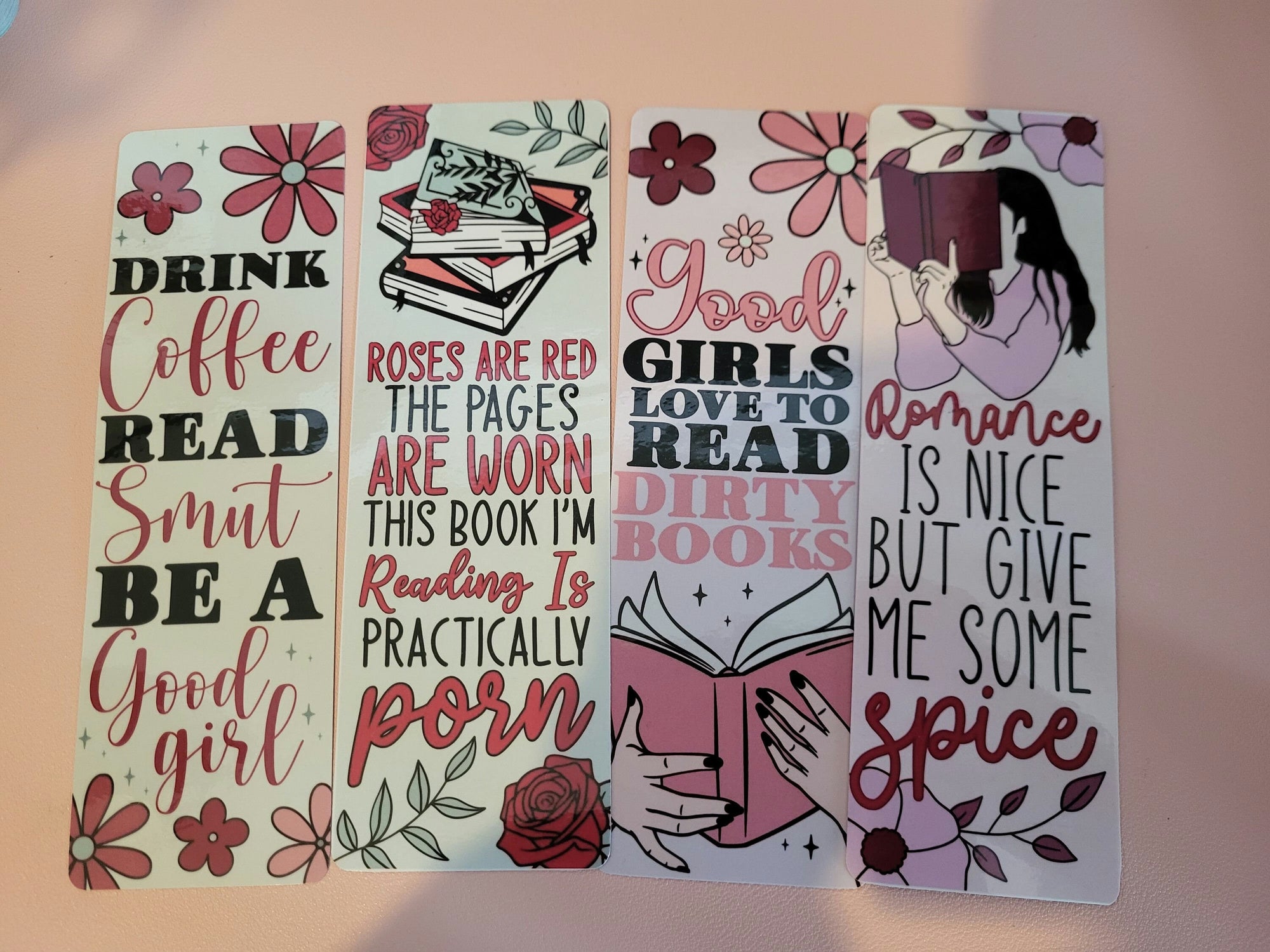 Bookmarks with Funny Bookish Quotes: Coffee, Smut, Spice, Dirty Books