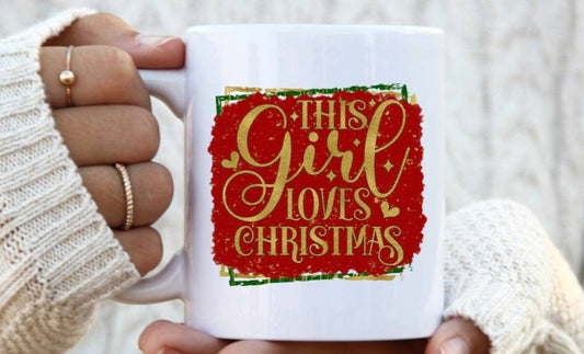 This girl loves Christmas mug , Hot Chocolate Mug , Christmas gift, gift for her , Christmas lover