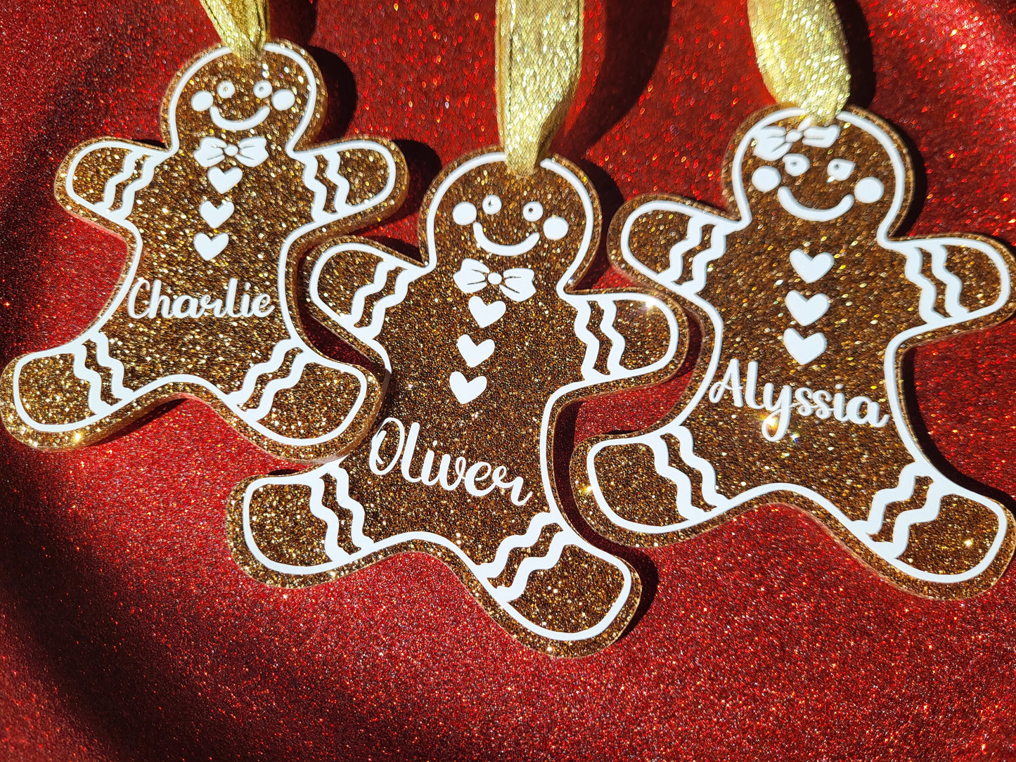 Gold glitter personalised gingerbread man christmas tree decoration , Christmas gift , Glitter Christmas gingerbread man