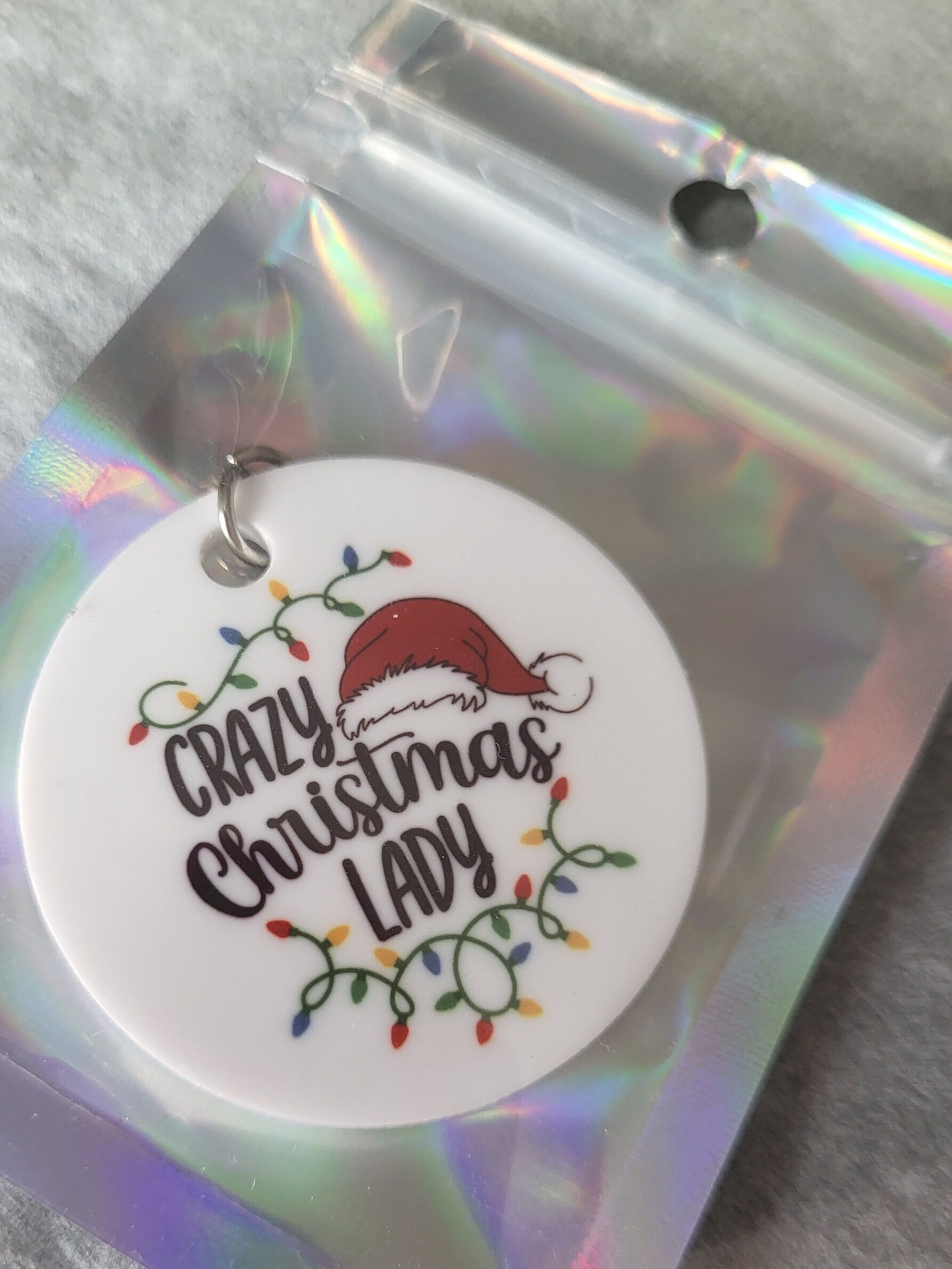 Crazy Christmas Lady Ornament - Holiday Gift Idea with Santa Hat & Lights