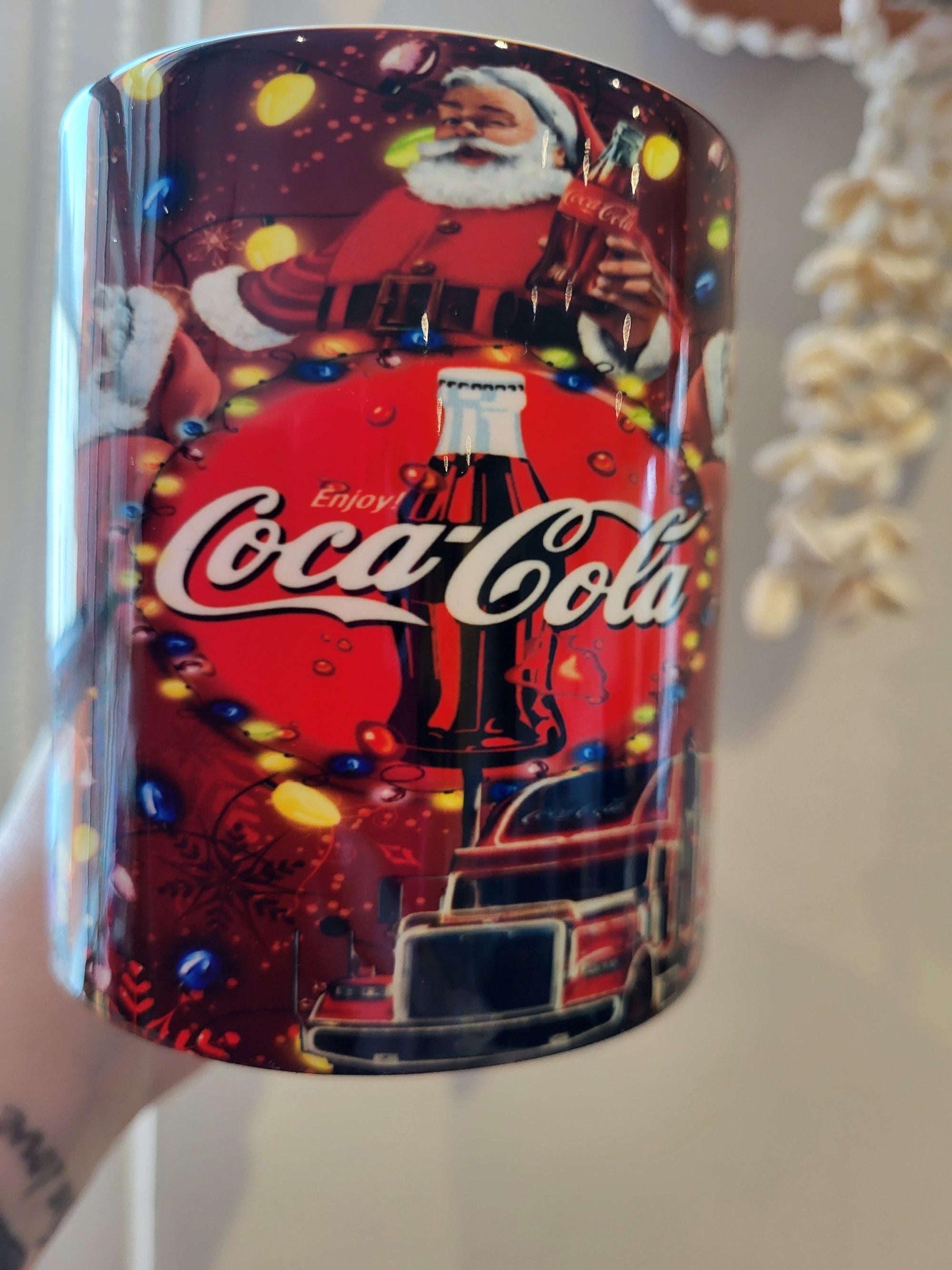 Coca-Cola Christmas Mug: Santa, Truck, and Holiday Lights - Collectible!