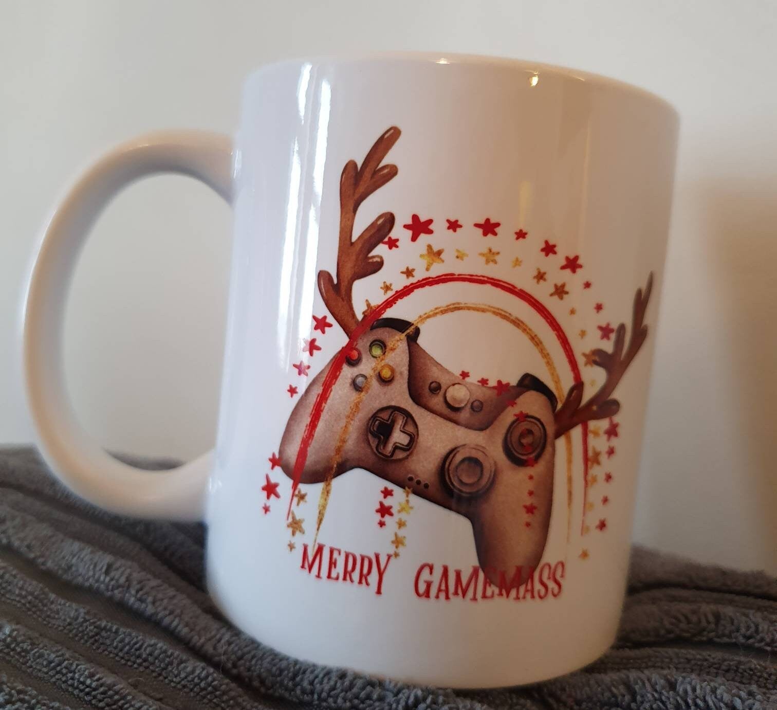 Gaming Christmas Mug: Merry Gamemass Controller Reindeer Antlers