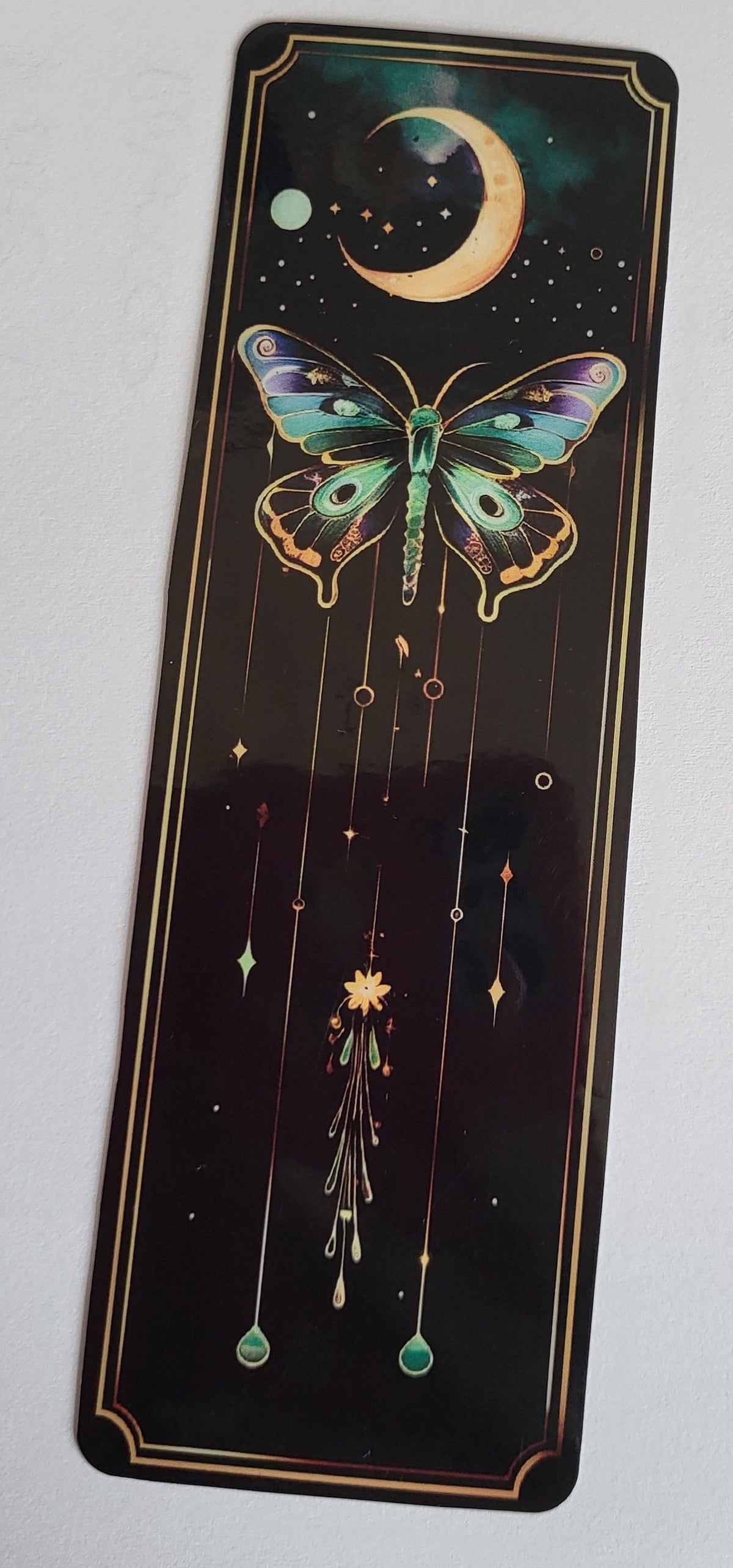 Celestial Butterfly Bookmark: Moon, Stars, and Aesthetic Design