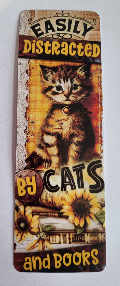 Kitten Bookmark: Easily Distracted by Cats and Books. Cute Cat & Book Lover Gift. 