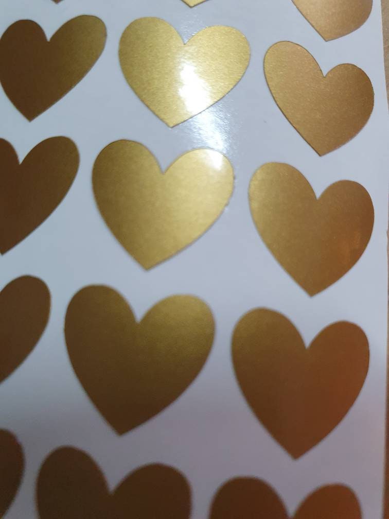 Gold Heart Stickers Sheet - Craft, Scrapbook, Decoration Embellishments