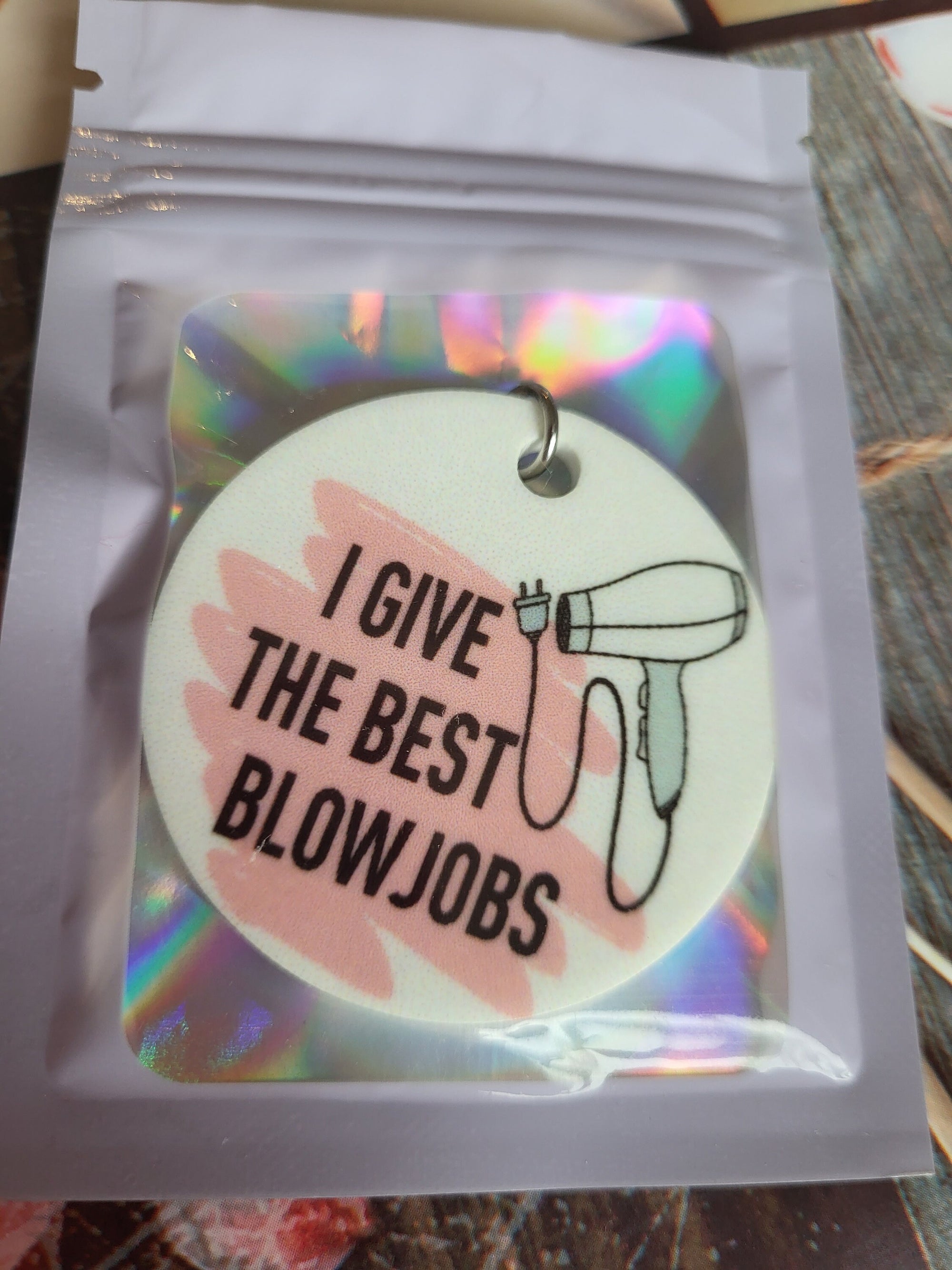 Funny Keychain: Hair Dryer Design - Best Blow Jobs. Humorous Gift