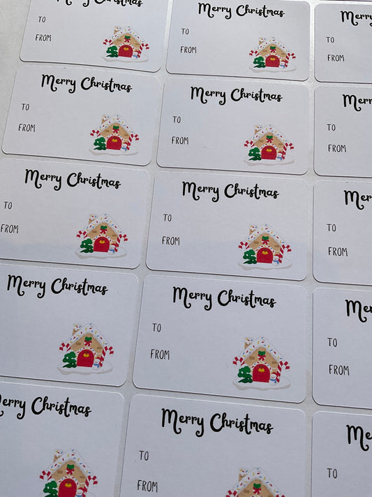 Gingerbread house present stickers , labels , gift tags , present ,  Christmas labels , cute stickers , scrapbooking, christmas , North Pole