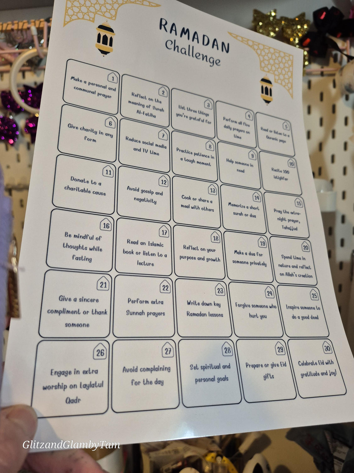 Ramadan Challenge: 30 Islamic Daily Tasks - Prayer, Charity, Reflection, Goals & More #Ramadan #IslamicChallenge