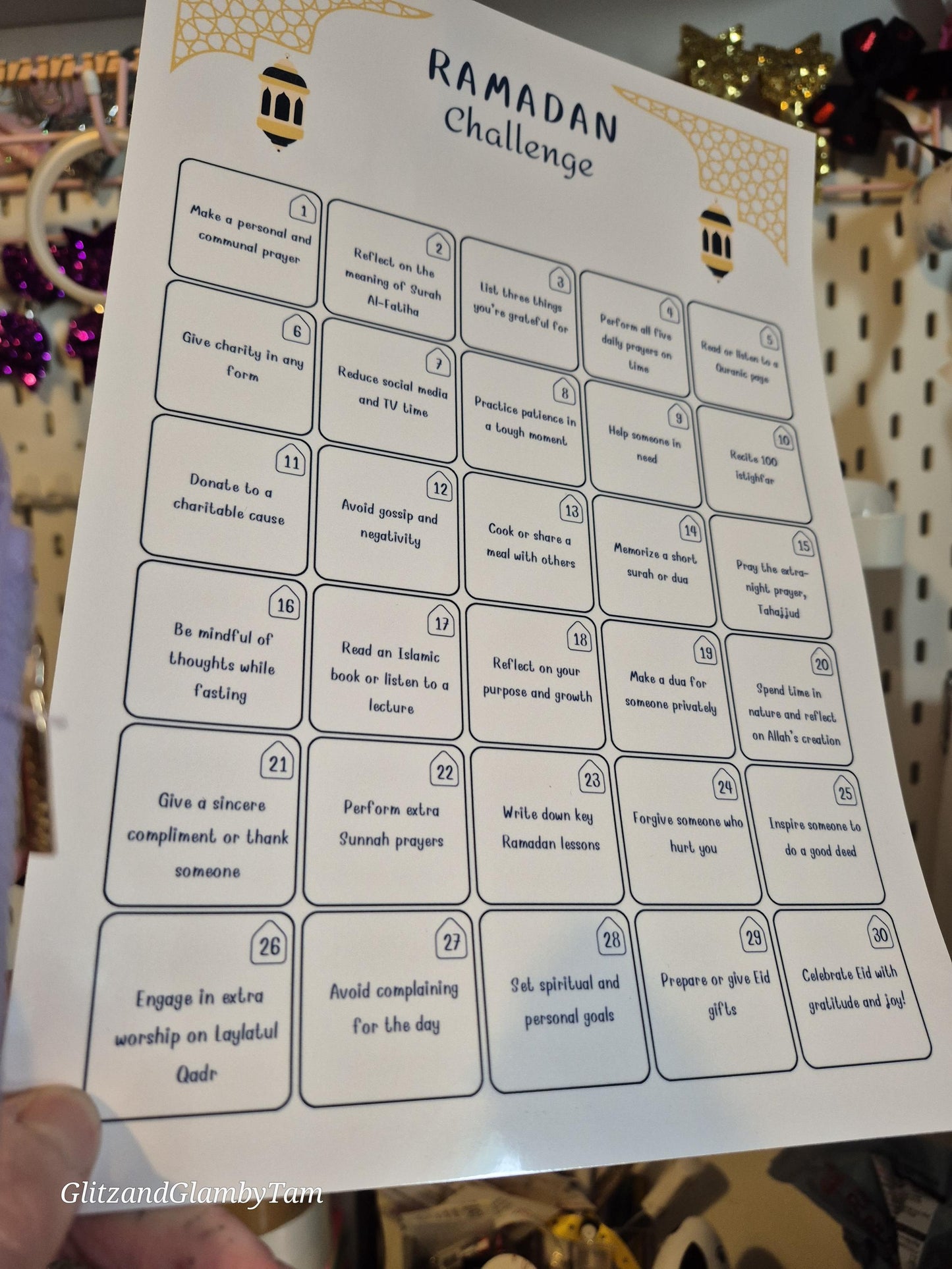 A4 Ramadam challenge laminated