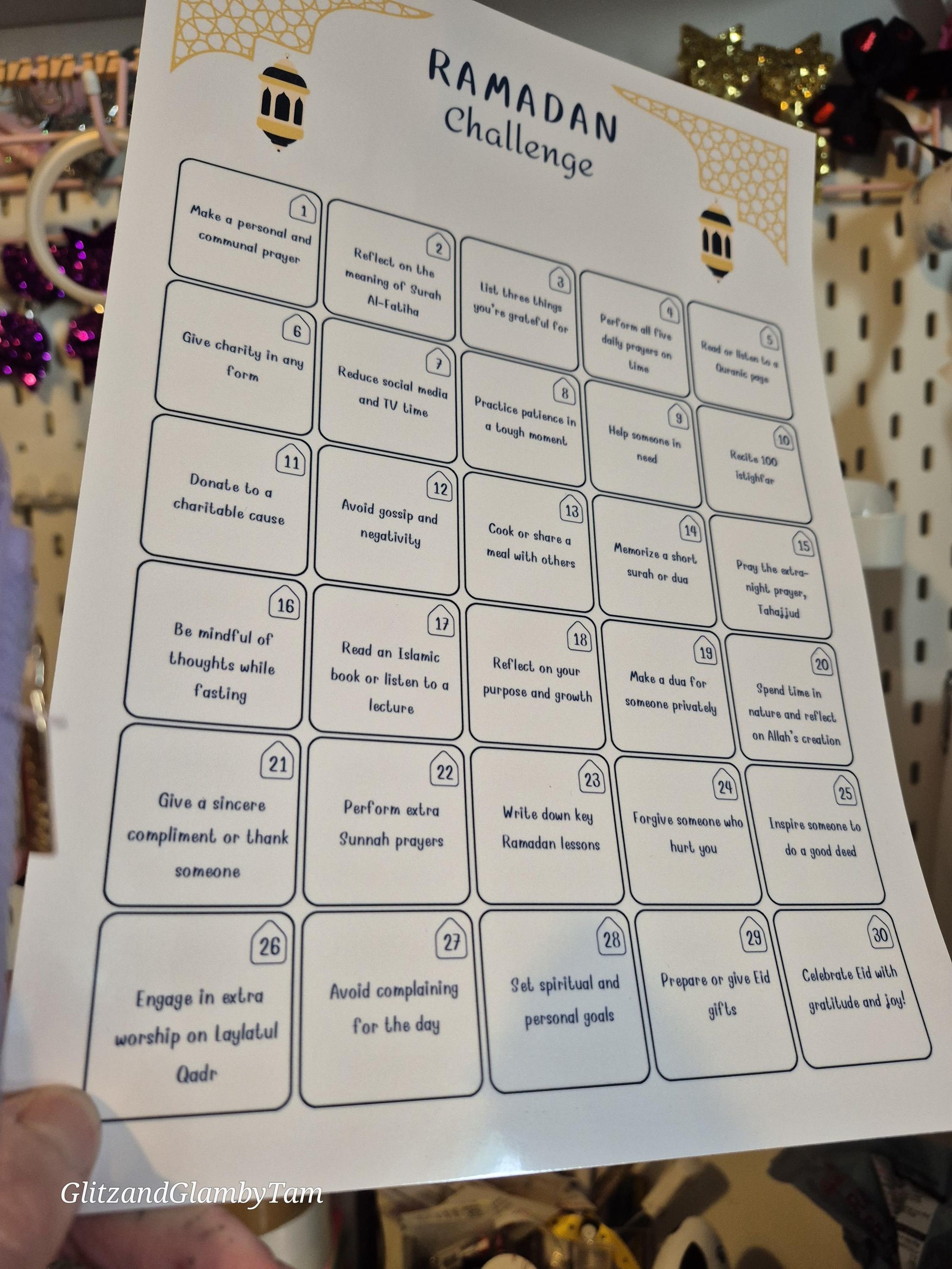 A4 Ramadam challenge laminated