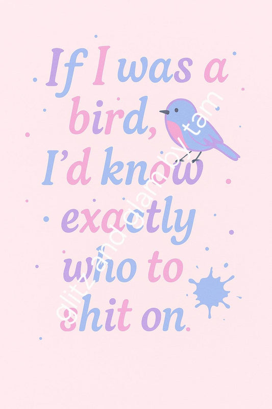 Funny Bird Typography Print | “You Bird-Brained Tw*t” | Bold & Cheeky A4 Digital Download | Swear Word Wall Art | Printable Decor