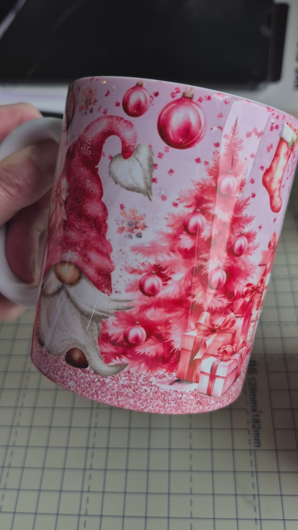 🎄 Personalised Pink Christmas Gonk Mug – 11oz | Dishwasher & Microwave Safe | Festive Gift Idea 🎁