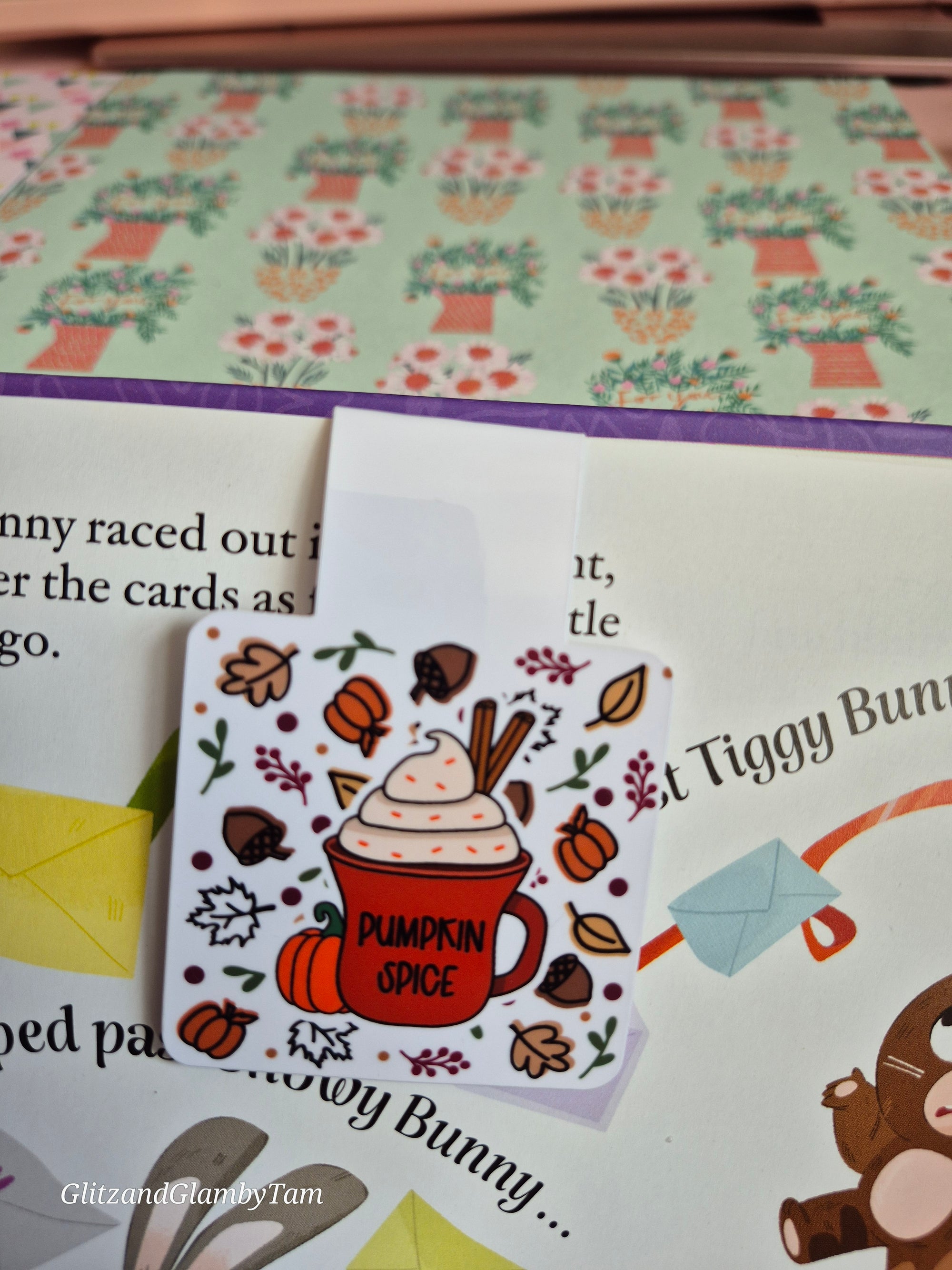 Autumn fall themed magnetic bookmark , PSL , book lover gift