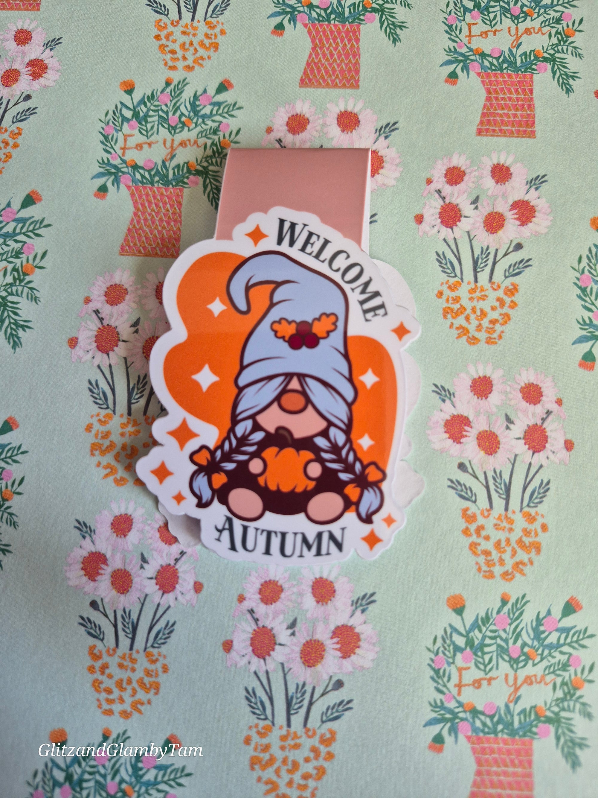 Cute Autumn gonk magnetic bookmark book lover gift