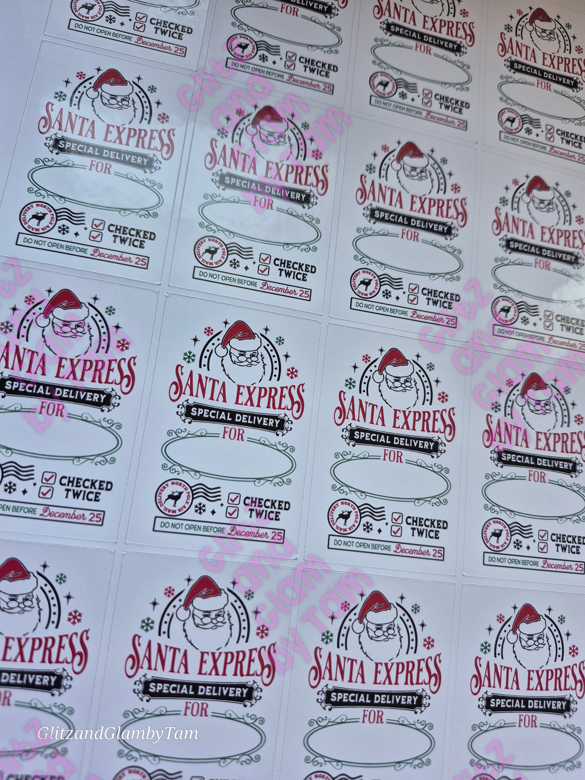 Santa Express Christmas Stickers – Personalised Festive Labels for Gifts & Stockings | 16 per Sheet | FREE UK Postage!