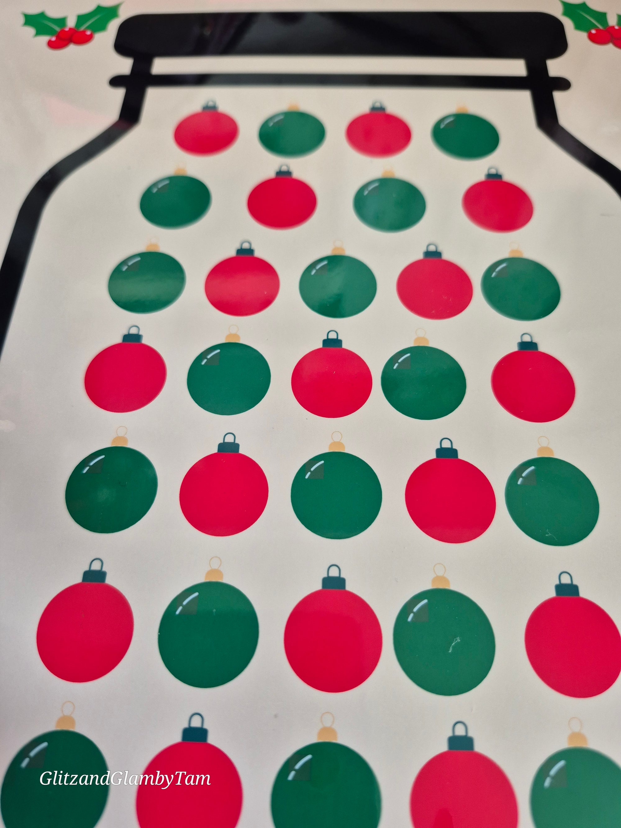 Christmas savings tracker with bauble design