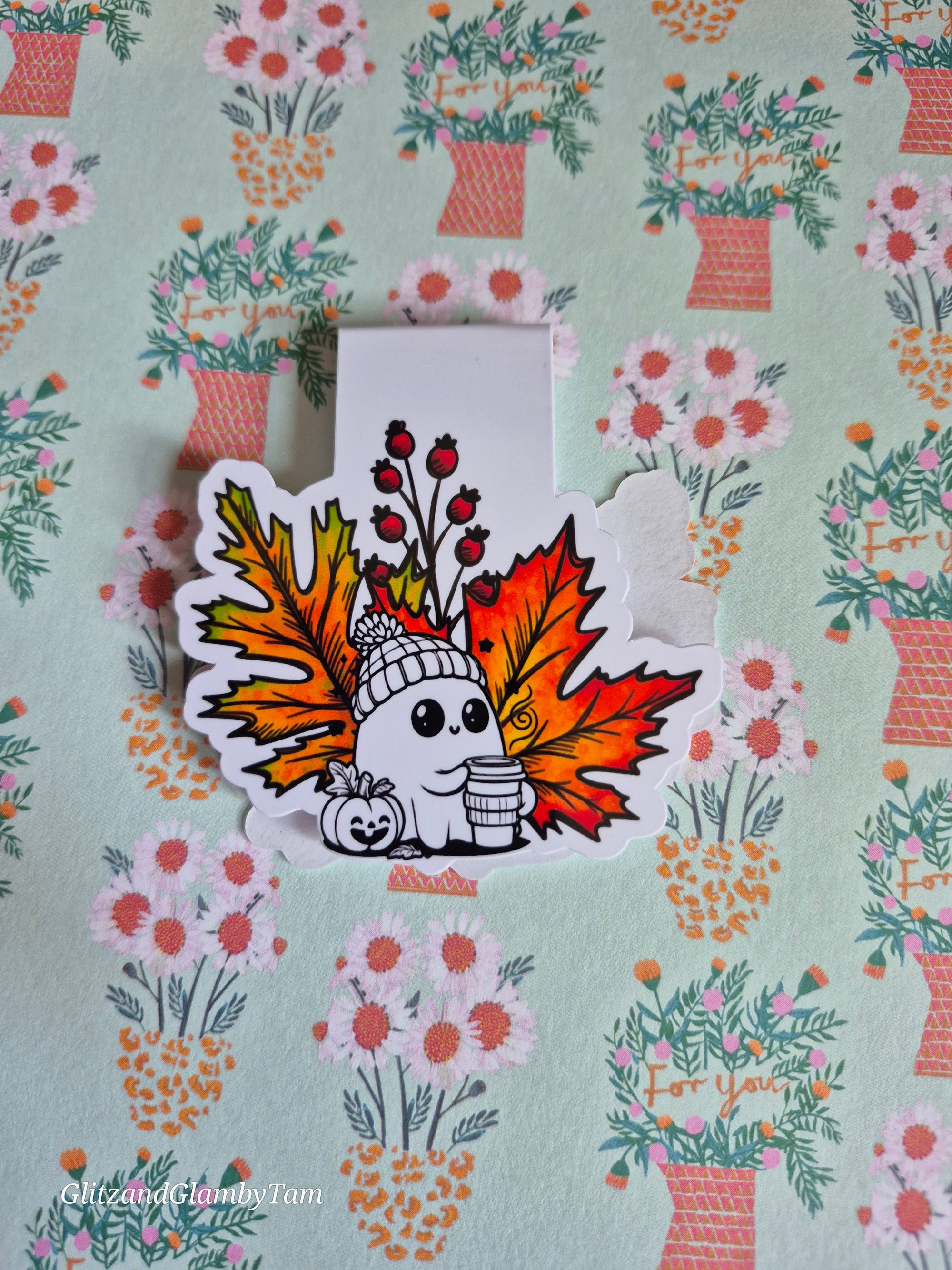 Cute ghost autumn Magnetic Bookmark,  PSL , fall bookmark