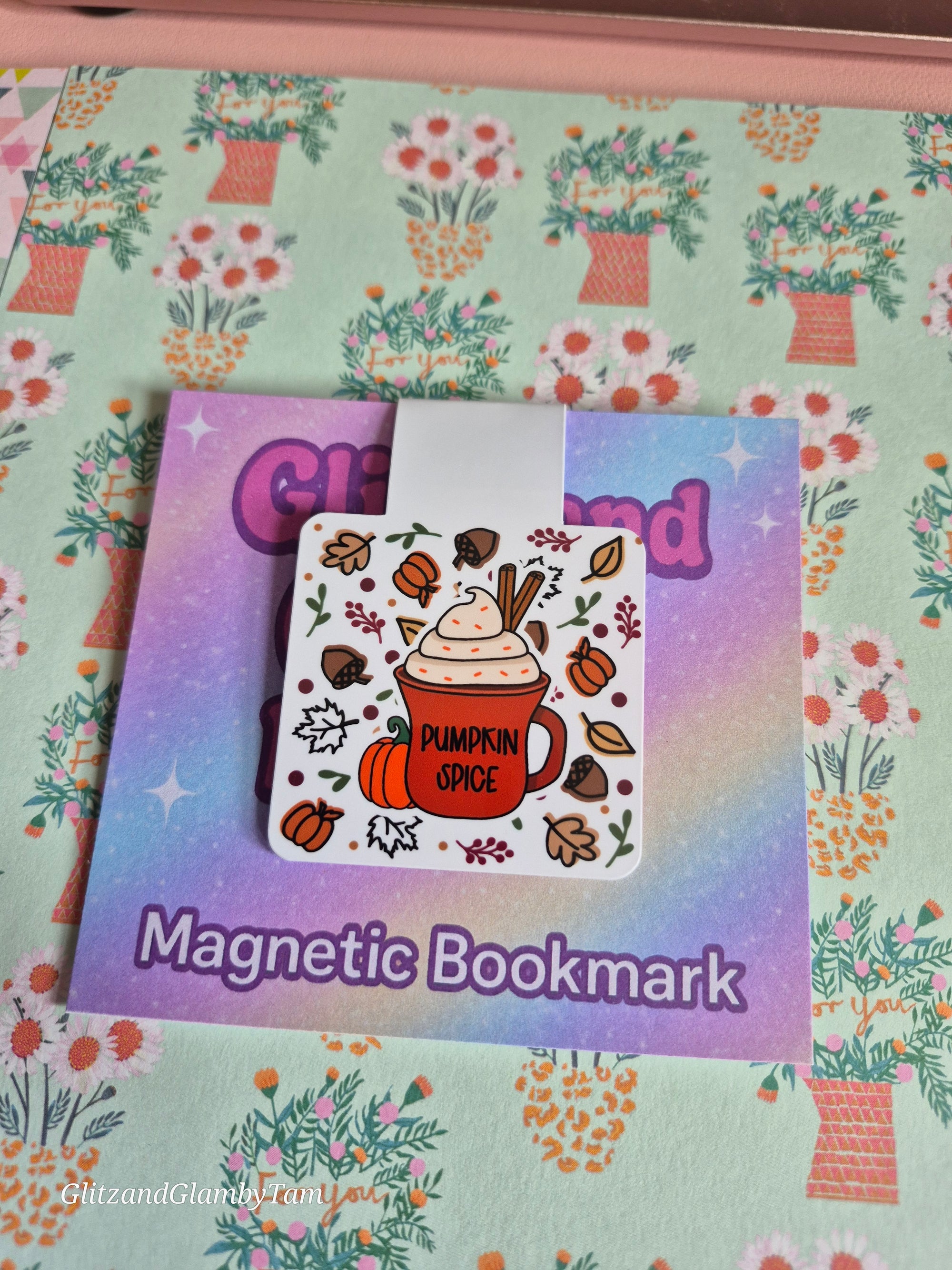 Autumn fall themed magnetic bookmark , PSL , book lover gift