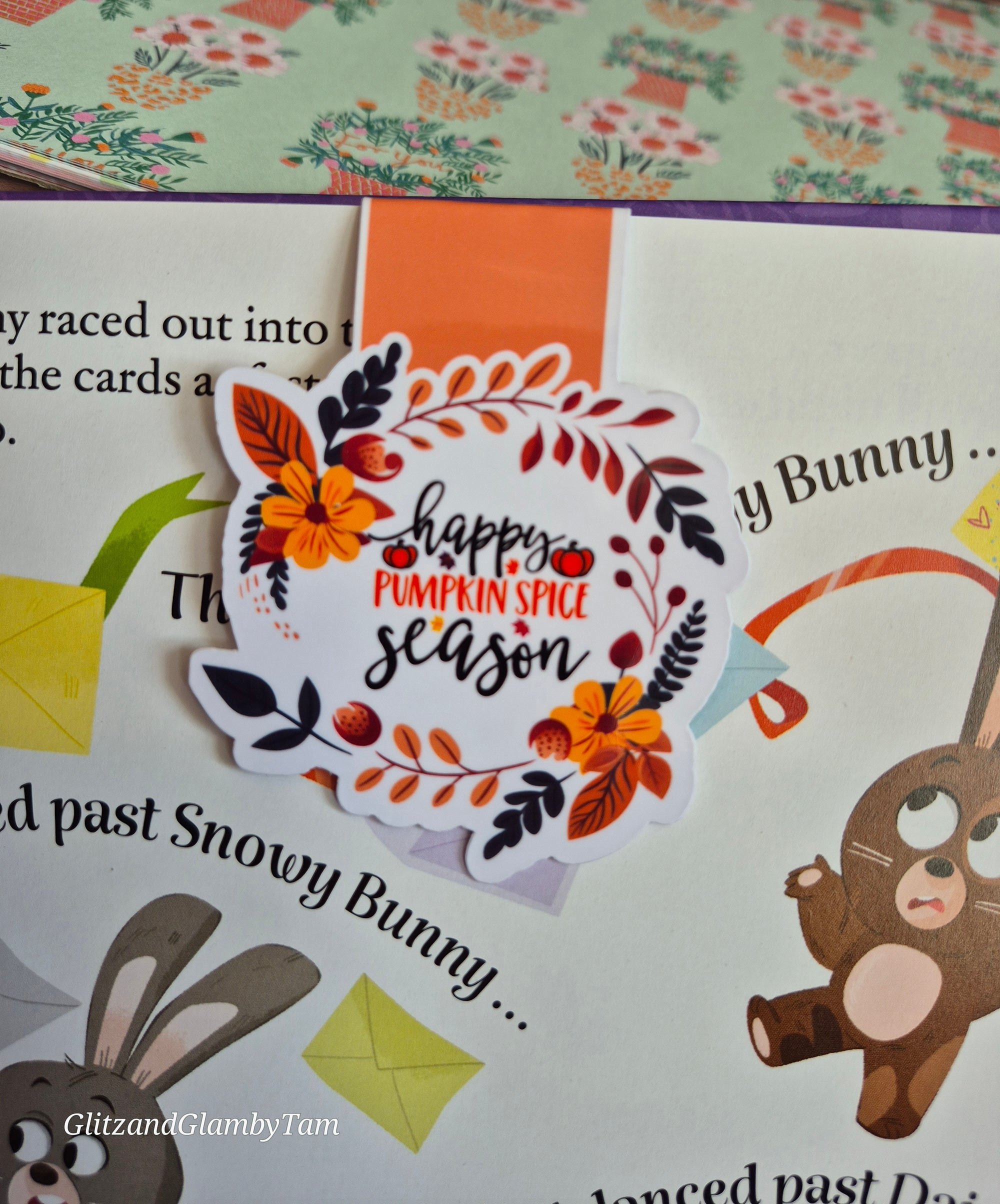 Cute Autumn wreath magnetic bookmark book lover gift