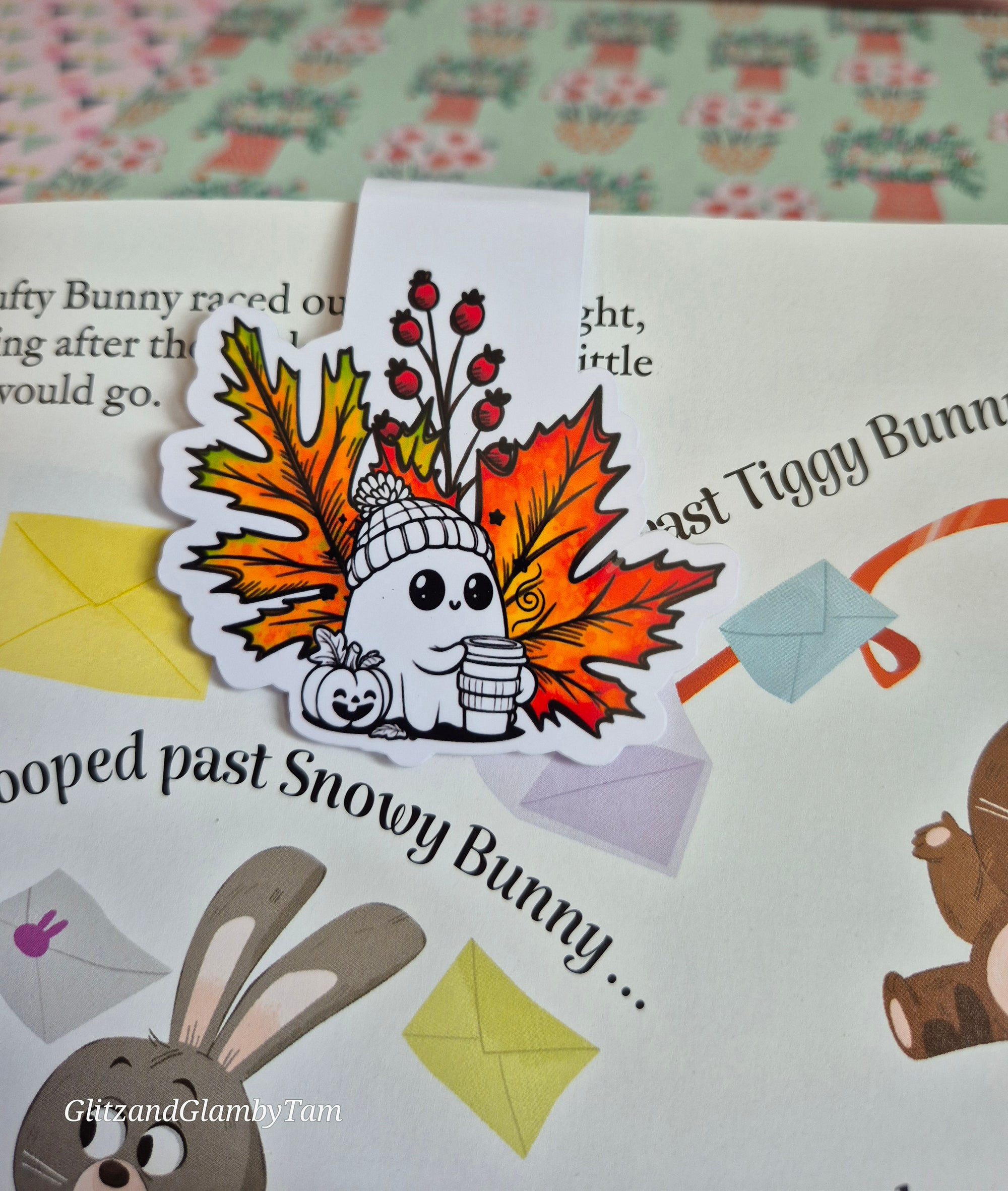 Cute ghost autumn Magnetic Bookmark,  PSL , fall bookmark