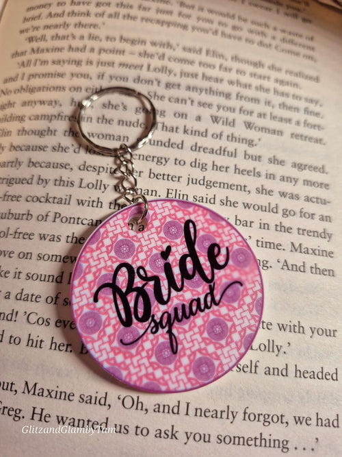 Bride Squad Keyring - Pink Hen Party Favor, Bridal Shower Gift, Wedding Accessories